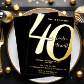 ミニマルタイポグラフィ40 40th誕生日パーティー 箔招待状