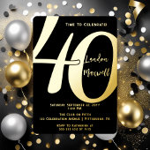 ミニマルタイポグラフィ40 40th誕生日パーティー 箔招待状