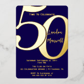 ミニマルタイポグラフィ50 50th誕生日パーティー 箔招待状 (正面)