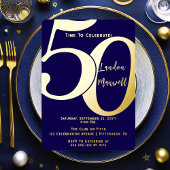ミニマルタイポグラフィ50 50th誕生日パーティー 箔招待状