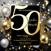 ミニマルタイポグラフィ50 50th誕生日パーティー 箔招待状