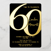 ミニマルタイポグラフィ60 60th誕生日パーティー 箔招待状 (正面)