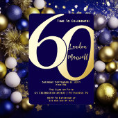 ミニマルタイポグラフィ60 60th誕生日パーティー 箔招待状