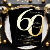 ミニマルタイポグラフィ60 60th誕生日パーティー 箔招待状
