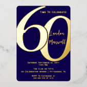 ミニマルタイポグラフィ60 60th誕生日パーティー 箔招待状 (正面)