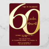 ミニマルタイポグラフィ60 60th誕生日パーティー 箔招待状 (正面)