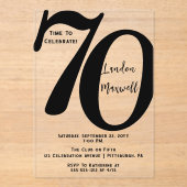 ミニマルタイポグラフィ70 70thバースデーパーティー アクリル招待状 (正面)
