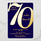 ミニマルタイポグラフィ70 70thバースデーパーティー 箔招待状 (正面)