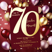 ミニマルタイポグラフィ70 70thバースデーパーティー 箔招待状