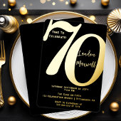 ミニマルタイポグラフィ70 70thバースデーパーティー 箔招待状