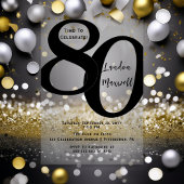 ミニマルタイポグラフィ80 80thバースデーパーティー アクリル招待状