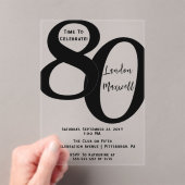 ミニマルタイポグラフィ80 80thバースデーパーティー アクリル招待状 (インサイチュ (ポータブル))
