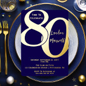 ミニマルタイポグラフィ80 80thバースデーパーティー 箔招待状