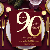 ミニマルタイポグラフィ90 90thバースデーパーティー 箔招待状