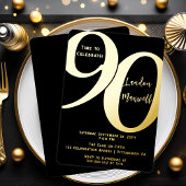 ミニマルタイポグラフィ90 90thバースデーパーティー 箔招待状