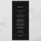 ミニマルタイポグラフィ |ダークブラック結婚のディナー メニュー (正面)