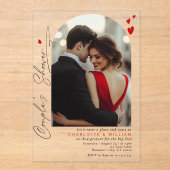 ミニマルタイポグラフィArchフォトカップルシャワー アクリル招待状 (正面)