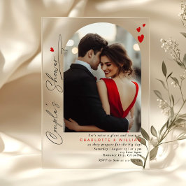 ミニマルタイポグラフィArchフォトカップルシャワー アクリル招待状