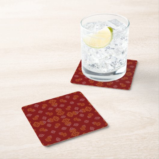 ミニマルタミルコーラムポンガルデザイン スクエアペーパーコースター (インサイチュ)