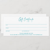 ミニマルターコイズアクアモダンギフト証明書 (正面/裏面)