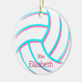 ミニマルターコイズピンクガーリーキープサバレーボール セラミックオーナメント (左)