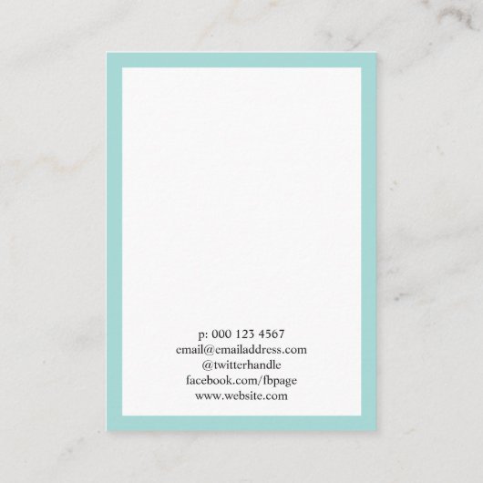 ミニマルターコイズロゴのイヤリングディスプレイ 名刺 (裏面)