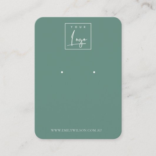 ミニマルダスキーブルーグリーンイヤリングディスプレイ 名刺 (正面)