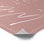 ミニマルダスティピンク結婚スクリプトのウェルカムサイン ポスター (角)