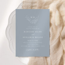 ミニマルダスティブルーボタニカルモノグラム結婚ズ