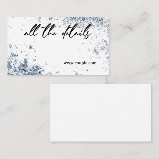 ミニマルダスティブルー結婚の詳細カード エンクロージャーカード (正面/裏面)