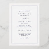 ミニマルダスティブルー結婚ズ銀箔招待状 箔招待状 (正面)