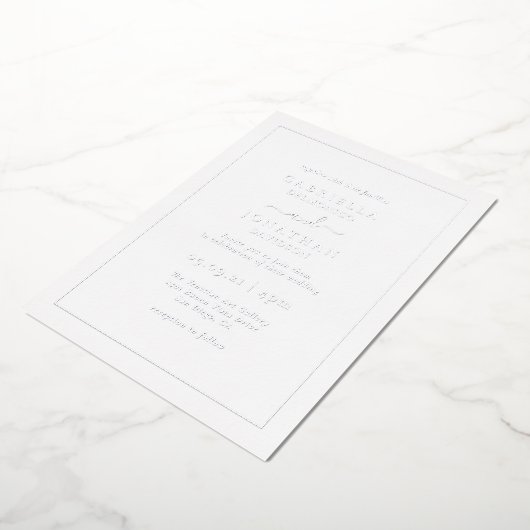 ミニマルダスティブルー結婚ズ銀箔招待状 箔招待状 (回転した状態)