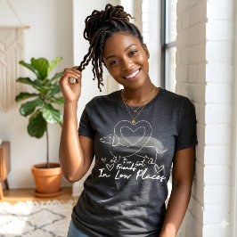 ミニマルダックスフンドラインファニーな犬の引用 トライブレンドTシャツ