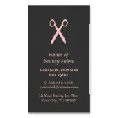 ミニマルダークエレガントグレイ淡い色のピンク美容師 マグネット名刺 (正面縦)