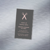 ミニマルダークエレガントグレイ淡い色のピンク美容師 マグネット名刺 (インサイチュ)