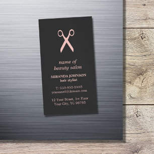 ミニマルダークエレガントグレイ淡い色のピンク美容師 マグネット名刺