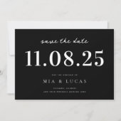 ミニマルチックな結婚式の日付 非写真タイプの出欠確認 セーブザデート (正面)