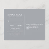 ミニマルチック ダークブルー | 結婚式 返信 食事選択 インビテーションポストカード (裏面)