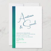 ミニマルティール(緑がかった色)グリーンモダン結婚式招待状 招待状 (正面)