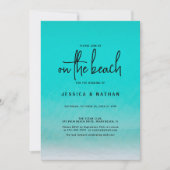 ミニマルティール（緑がかった色）サマーオンザビーチ結婚式 招待状 (正面)