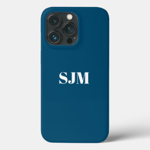 ミニマルティール(緑がかった色)ブルーカスタムモノグラム名無地の iPhone 13 PROケース