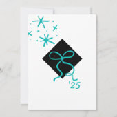 ミニマルティール(緑がかった色)ブルーキャップ&ボウ卒業写真 招待状 (裏面)