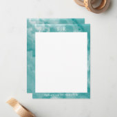 ミニマルティール(緑がかった色)ブルーマーブルモノグラム ノートカード (正面/裏面インサイチュ)