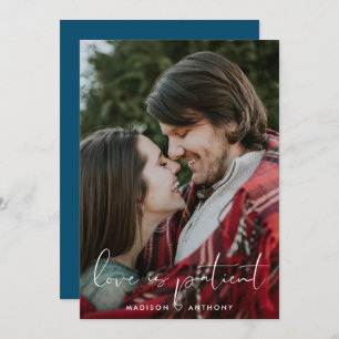 ミニマルティール（緑がかった色）ブルー結婚ズの延期写真 案内状