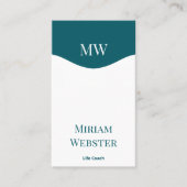 ミニマルティール(緑がかった色)ホワイトイニシャルポートレートパーソナル 名刺 (正面)