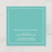 ミニマルティール（緑がかった色）及びホワイトイヤリング表示カード スクエア名刺 (裏面)