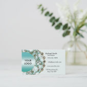 ミニマルティール(緑がかった色)大理石金ゴールドグリッタープロフェッショナル 名刺 (スタンド正面)