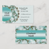 ミニマルティール(緑がかった色)大理石金ゴールドグリッタープロフェッショナル 名刺 (正面/裏面)