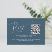 ミニマルティール（緑がかった色）結婚のQRコード 出欠カード (スタンド正面)