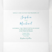 ミニマルティール(緑がかった色)結婚写真 三つ折り招待状 (内部中)